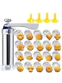 Cookie Press 20pcs Set Including Biscuit Machine, Aluminum Alloy Cream Icing Piping Gun For Baking