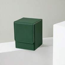 [Premium Card Storage] 100 Cards Premium PU Multi-Color Stackable Card Storage Box | With Leader Display Window For MTG, PTCG & TCG Board Games - Green - View 12