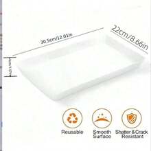 Bandeja de Servir de Plástico Resistente com Bordas, Não Quebra Facilmente, Prato para Exposição de Comida Marinada/Panela Quente, Uso Comercial, Adequado para Lanches, Frutas, Sobremesas - Ótimo para Cozinha, Festas e Organização de Armazenamento