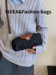 时尚女士斜挎饺子包、法棍包、时尚设计、纯色面料、磁性按扣、拉链开口、舒适的可调节肩带、轻巧宽敞、适合旅行、购物、约会、多功能手提包