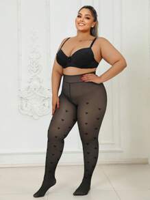 1 pezzo Collant da donna 3000D, pantaloni aderenti ad alto stretch con stampa a cuori e pois, fodera in pile spessa, collant caldi in stile gotico, adatti per temperature da -5°C a 10°C in autunno/inverno