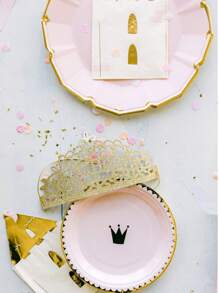 10Pcs/30Pcs-Pack Pink Paper Party Plates With Golden Foil Scalloped Edging For Birthday Wedding (9 Inches) - Pink - View 9