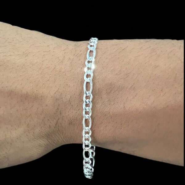 Pulseira Prata 3x1 Masculina 3mm Banhado A Prata 925