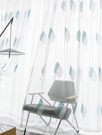 1 st skandinavisk stil minimalistisk modernt litet träd broderat skira fönstergardin voilepanel