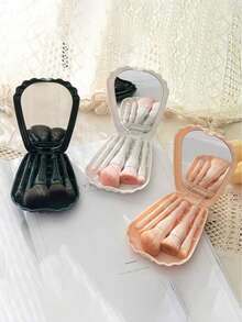 Make-up Pinsel Set | 5 professionelle Make-up Pinsel + Muschel Aufbewahrungsbox mit Spiegel, verschiedene Farben erhältlich | Lose Puder, Rouge, Concealer, Lidschatten Make-up Pinsel Set | Make-up Pinsel Set mit Spiegel Aufbewahrungsbox |