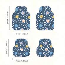 4pcs Floral Pattern Car Floor Mats, Fit For Sedan, SUV, Truck Most Models, All-Weather Automotive Floor Liners, Car Interior Accessories