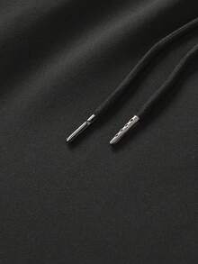Men's Thin Drawstring Waist Casual Sports Pants, Fashionable For Spring & Autumn Black - Black - View 6