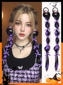 2pcs Halloween Fashion Hair Scrunchies With Pumpkin, Spider, Bow Decorations - Add A Spooky Chic Vibe! Ideal Halloween Gift For Women, Hair Accessories, Festival Accessories, Ponytail Holders, Hair Elastics, Hair Rope, Elastic Hair Tie, Autumn Outfits ,Halloween Costumes Holiday Essential - Multicolor - View 9