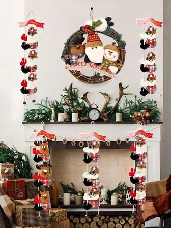 3pcs Christmas Elk Snowman Santa Claus Entrance Door Decoration Pendant, Christmas Tree Decoration Pendant, Merry Christmas Holiday Decoration Pendant For Christmas Party Decoration Supplies