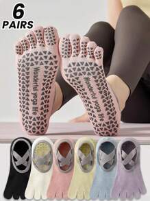 1/3/6 pares de calcetines de yoga de cinco dedos para mujer, calcetines profesionales finos, transpirables y antideslizantes para deportes en interiores, danza, pilates, calcetines de otoño