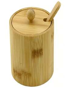 Bamboo Sugar Bowl, Salt Shaker With Spoon And Lid - Màu nâu  Mocha - Xem 1