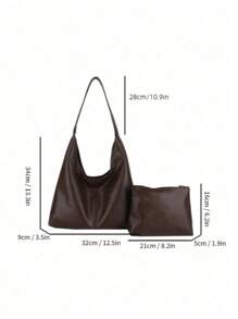 Korean Minimalist Casual Pu Tote Bag Combination Bag, Autumn And Winter Retro All-In- Shoulder Tote Bag, With Change Bag Mother Bag, Large Capacity Commute Shopping Bag, School Supplies, School Bag, School Handbag, School Tote Bag, School Bookbag, Back To School Bags, Waterproof, Lightweight, Portable, Business Casual, Suitable For Women College Students, Teacher, Perfect For Back To School, First Day Of School, Work , Business, Commute, Holiday