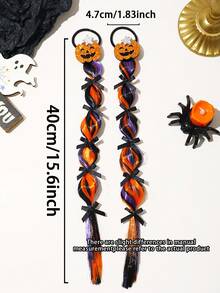 2pcs Halloween Fashion Hair Scrunchies With Pumpkin, Spider, Bow Decorations - Add A Spooky Chic Vibe! Ideal Halloween Gift For Women, Hair Accessories, Festival Accessories, Ponytail Holders, Hair Elastics, Hair Rope, Elastic Hair Tie, Autumn Outfits ,Halloween Costumes Holiday Essential - Multicolor - View 3