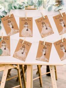 Set de juego de 30 piezas para la futura novia - Juego de dibujo de vestidos de novia DIY, incluye 20 tarjetas y 10 lápices blancos, 10 tarjetas y 1 lápiz blanco, apto para despedida de soltera, fiesta de boda, cumpleaños, aniversario, etc. - Multicolor - Ver 8