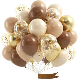 40/50/20个10英寸中性米色纸气球，棕色和金色气球，适用于性别揭晓派对、单身派对、生日派对、迎婴派对、毕业典礼、周年纪念日、独立日、新娘送礼会、圣诞节、万圣节、情人节