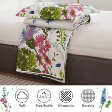 Twin/Full/Queen/King Quilt Set, 3 Piece Floral Bedding Set Microfiber Bedspread Coverlets For Beds - Happy Flowers - View 6