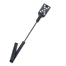 Premium Riding Crop Whip, Horse Whip With Double Slapper For Equestrian Sports Rivet Black