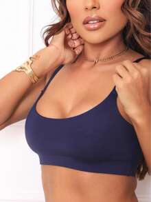 TOP ZAIRA Bra Without Padding With Adjustable Straps, Ideal For The Gym And Everyday Wear. - 藏蓝色 - 查看 3