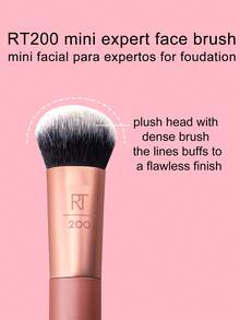 Real Techniques Mini Brush Foundation And Blush Duo, Travel Size, For Loose Blush And Liquid Foundation, 2 Pieces Set - Hot Pink - View 2