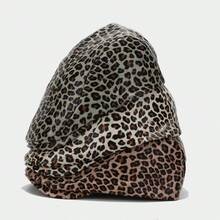 Unisex Large Head Circumference New European And American Fashion Leopard Print PU Beret Hat, Retro Artistic Cap For Autumn/Winter - Duck Tongue - View 5