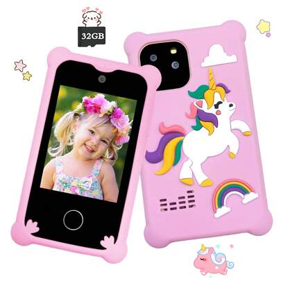 Kinder Smartphone, Weihnachts- und Geburtstagsgeschenke für Mädchen im Alter von 6-12 Jahren, Spielzeug-Handy, Touchscreen Lernspielzeug-Handy mit Dual-Kamera, Spiele, Musikplayer, beste Wahl für Weihnachtsgeschenke