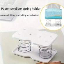 Spring-Loaded Tissue Box Holder, Automatic Pop-Up Napkin Dispenser For Desk And Kitchen, A Seamless One-Handed Desktop Accessory That Delivers Napkins With A Gentle Press, Designed To Reduce Clutter And Enhance Workspace Aesthetics, Perfect For Home Office, Kitchen Counter, Dining Table, Living Room, Craft Room, And Reception Areas, Ideal Spring-Cleaning Gift For Mother's Day, Birthdays, And Housewarmings, Featuring A , Quiet Mechanism And Smooth One-Handed Operation For Everyday Convenience And Neat Presentation. - Multicolor - View 5