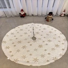 1pc Christmas Tree Skirt Shiny Snowflakes Luxury Plush Tree Decoration Holiday Romantic Decor Xmas Party Home Market Indoor Outdoor Home Decor Christmas Decorations Room Decor Winter Christmas Decorations Home Christmas Gifts Christmas Decor
