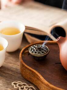 1 pieza Quemador de incienso con forma de loto vintage - Soporte de metal para aromaterapia de escritorio para decoración de oficina y estudio