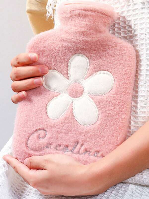 Bolsa de agua caliente con funda de peluche, capacidad de 500ml/1000ml, adecuada para compresas calientes y frías, calentador de manos y pies, ideal para aliviar los calambres menstruales, el dolor de cuello y hombros, un gran regalo para otoño e invierno