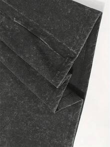 Men's Vintage Print Washed Cotton T-Shirt – Oversized Soft & Breathable Tee With Surreal Fantasy "Eyeball & Swamp Pine" Design. Heavyweight Black Casual Daily & Party Wear – Bohemian Retro Style, All-Season Geometric Pattern  Top - 黑色 - 查看 5