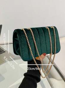 Bolso de cadena con bordado de hilo de terciopelo simple