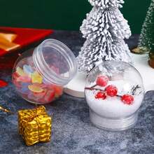 3/6/12 Pack Snow Globes With Screw Off, 2.75 X 2.36 Inch DIY Clear Plastic Water Globe Cap Water Jar For DIY Crafts Christmas Home Decoration