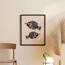 1 件现代厨房装饰食物可爱酱汁鱼海报北欧帆布画墙壁艺术印刷图片适用于餐厅无框 - 黑色 - 查看 10