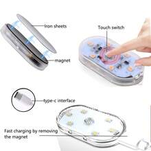 2PCS/Package Automotive LED Lighting - Home With 6 Bright LED Beads, USB Rechargeable Interior Light, Portable Car/Truck/RV Interior Decoration Reading Light, Glove Box Light, Center Console And Lower Seat Interior Lighting