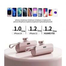 Mini Power Bank 5000mAh Wireless Charger 2-In-1 Portable Charger For IPhone And Type-C - 白色 - 查看 7