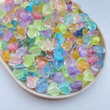 10 pièces Autocollants plats transparents en forme de cœur assortis, pour la fabrication de bijoux, les accessoires pour cheveux, la décoration artisanale (Bijouterie pour adultes de 14 ans et plus) - Multicolore - Voir 2
