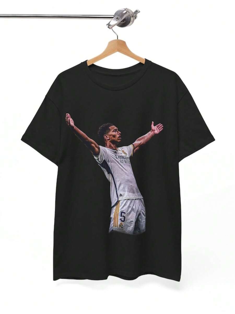 Vintage 90s Graphic Jude Bellingham T-Shirt, Bellingham Celebration Shirt, Real Madrid, Bootleg Sport - 黑色 - 查看 1