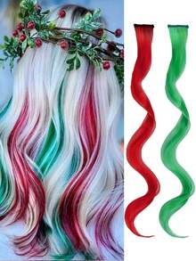 20inch Kids' Colored Curly Hair Extensions, One-Piece Seamless Invisible Clip-In Hair Extension For Adorable And Sweet Look - Multicolor - View 17