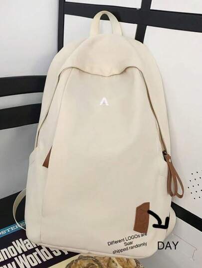 Mochila funcional con bordado de letra, mochila escolar de gran capacidad con compartimento para computadora portátil, portátil, ligera, adecuada para adolescentes, mujeres, estudiantes universitarios, niños y hombres, perfecta para volver a la escuela, universidad, escuela primaria, secundaria, preparatoria, trabajo, negocios, transporte, útiles escolares, bolsa escolar, mochila de vuelta a clases, bolsa clásica casual, primer día de clases, estadio, deportes