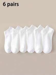 6/12/20 paia di calzini alla caviglia bianchi versatili e comodi con righe verticali per donne - Bianco - Visualizzare 3