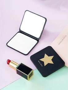 1pc Simple Cute Compact Bathroom And Bedroom Makeup Mirror, Back To School Dormitory Mirror Portable Vanity Mirror, Handheld Makeup Mirror, Student Dormitory Handheld Mirror, Convenient For Traveling, Home Decoration, Room Home Bathroom Decoration Summer/Autumn Makeup Storage Bathroom Accessories