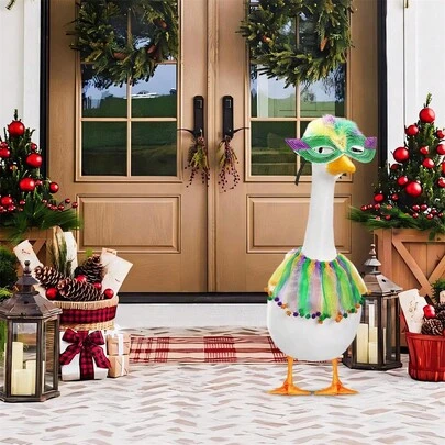 Porch Goose Outfit Set Creative Holiday Clothes With Hat For Outdoor Garden Yard Plastic Goose