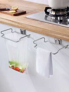 大型不锈钢垃圾袋架，适用于橱柜、碗橱、水槽下、垃圾桶、厨房垃圾桶