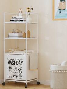 1 件多层浴室收纳架，带旋转轮，可收纳洗衣篮、内衣和衣物
