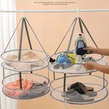 1pc Dual-Layer Drying Rack, Foldable Hanging Sweater Drying Net For Socks, Sweaters, Shirts, Toys, Underwear, Clothes Drying Rack, Easy Hanging Design, No Electricity Needed - Suitable Household Accessory, Laundry Storage (Random Color/Style) - Multicolor - View 7
