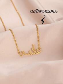 1件定制阿拉伯语名字磨砂项链，时尚个性化不锈钢项链，迷人定制阿拉伯语名字吊坠首饰礼物，圣诞礼物送给女朋友，派对礼物送给她，朋克风定制，日常佩戴，派对，舞会，送给男朋友，女朋友，爸爸，妈妈，朋友，毕业，舞会，派对，学校用品，返校 - 金色 - 查看 3