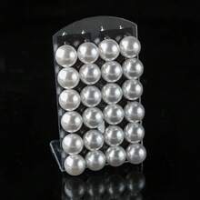 36 piezas/12 piezas Pendientes de perla acrílica blanca, las pequeñas imperfecciones superficiales son normales, sin tarjeta incluida - Blanco - Ver 11