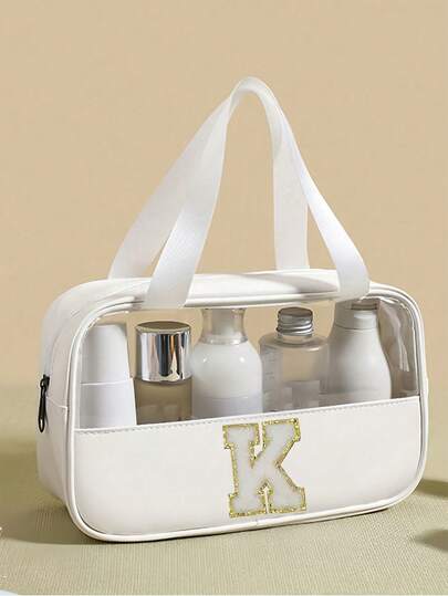 1PC Transparent PVC Toiletry Bag For Makeup Tools Letters Makeup Bag Water-Proof Portable Chenille Letter Zipper Make Up Organizer Minimalist Initial Letter Patch Travel Toiletry Bag For Women For Bathroom Monogram Wash Bag (Letter A~Z) Gift For Mom Beach Bag Beach Essentials Beach Towel Organizer Beach Accessories Beach Stuff Holiday Bag Holiday Essentials For Winter And Fall For Vacation Valentine's Day Bag, Makeup Bag, Cosmetic Bag, Makeup Pouch, Make Up Pouch, Makeup Bags,Cosmetic Bag,Makeup Organiser,Travel,Makeup Pouch,Bag,Vanity,Make Up Pouch,Travel Essentials,Pouch Bag,Travel Essential,Vanity Accessories,Small Makeup Bag,Makeup Pouch,Cosmetic Bag,Travel Essential,Large Capacity,Large Makeup Bag,Christmas Gifts,Pouch,Travel,Gifts For Women,Women's Necessaire,Travel Essential,Pouch,Clutch / Small Handbag,Necessaire,Makeup Organizer,Makeup Organize,Pouch,Brush Holder,Mini Pouch,Large Capacity Pouch