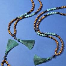 8mm Colorful Beryl Beads 108 Mala Necklace, Women's Prayer Decorative Jewelry Gift