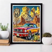 Bộ tranh đính kim cương 5D - Họa tiết xe đua, không khung, kích thước 29.97x40.13cm, tranh khảm kim cương tròn toàn phần bằng acrylic, thích hợp để trang trí tường, lựa chọn quà tặng hoàn hảo. - Nhiều màu - Xem 3